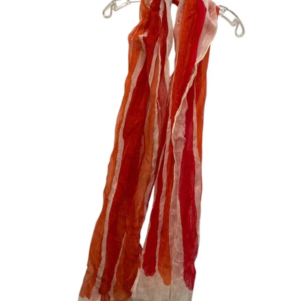 Club Monaco oranges desert sunset stripe semi sheer scarf shawl wrap